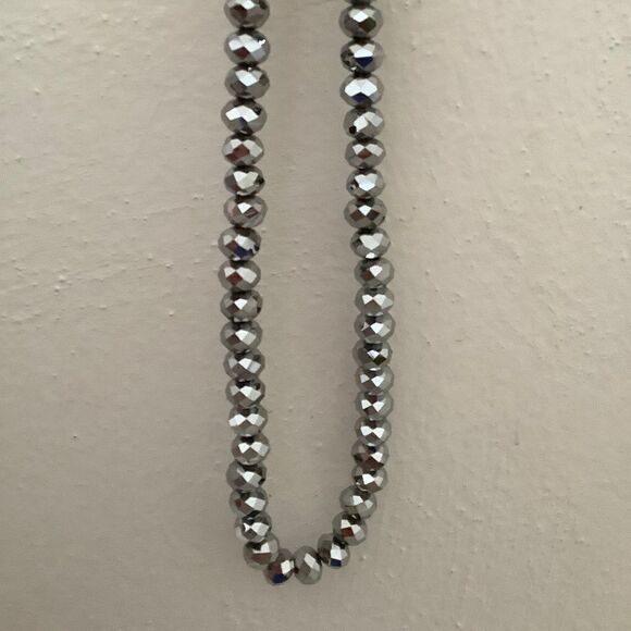 crystal SILVER FACETED BEADS WOMAN HAND MADE NECKLACE - Picture 5 of 13